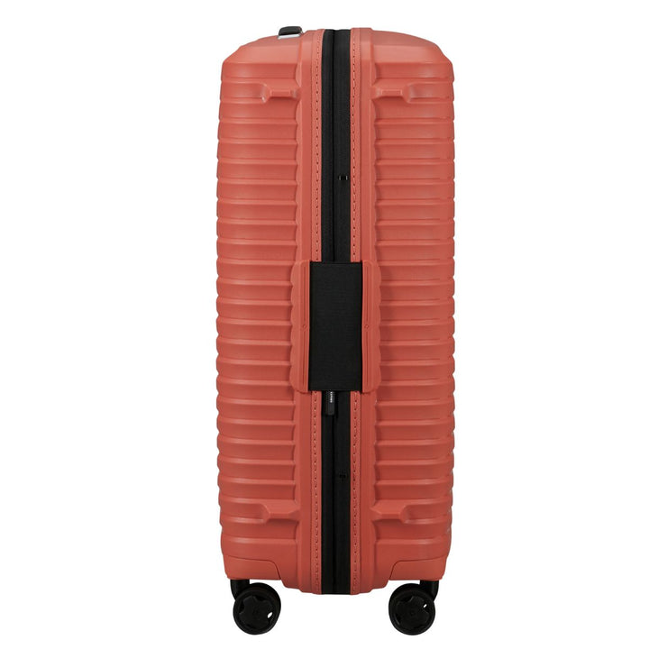 Zijkant van de Samsonite Upscape 68 EXP koffer clay #kleur_clay
