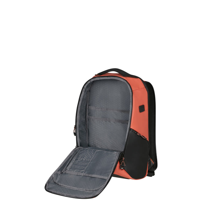 Binnenkant van de Samsonite Ecoidver USB M laptop rugzak in clay #kleur_clay