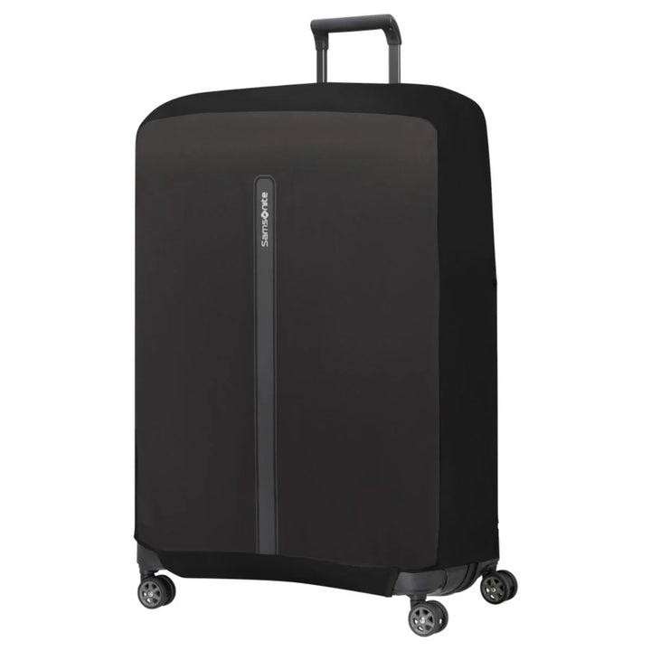 Voorzijde van de Samsonite kofferhoes zwart XL #kleur_zwart