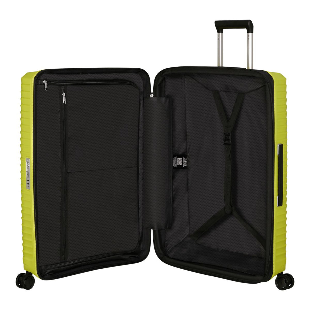 Binnenkant van de Samsonite Upscape 75 grote koffer lime #kleur_lime