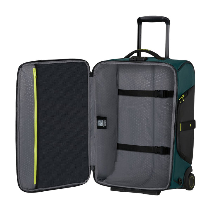 Binnenkant van de Samsonite Ecodiver Duffle wheels 55 teal-lime #kleur_teal-lime