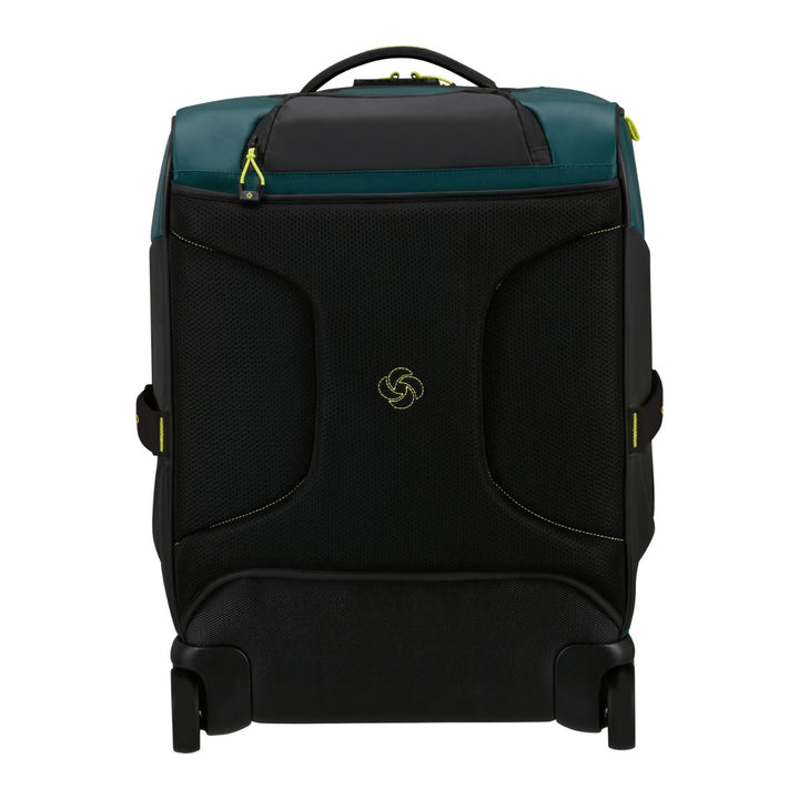Achterkant van de Samsonite Ecodiver Duffle wheels 55 teal-lime #kleur_teal-lime