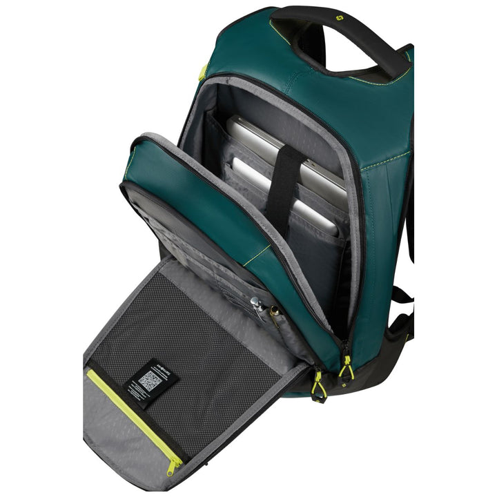 Binnenkant van de Ecodiver L Laptop rugzak Teal Lime #kleur_teal-lime