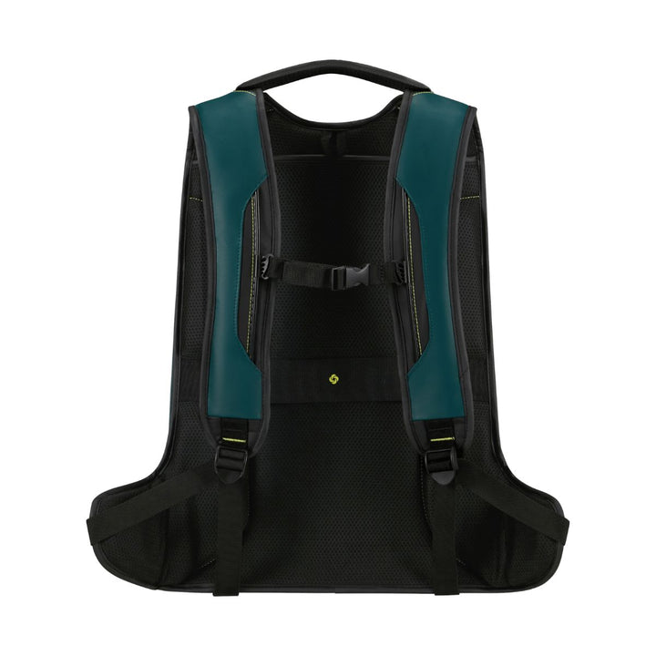 Achterkant van de Ecodiver L Laptop rugzak Teal Lime #kleur_teal-lime