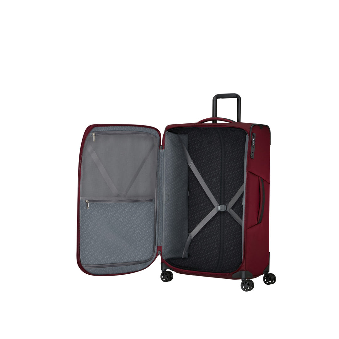Binnenkant van de Samsonite Respark grote koffer 79 EXP burgundy #kleur_burgundy