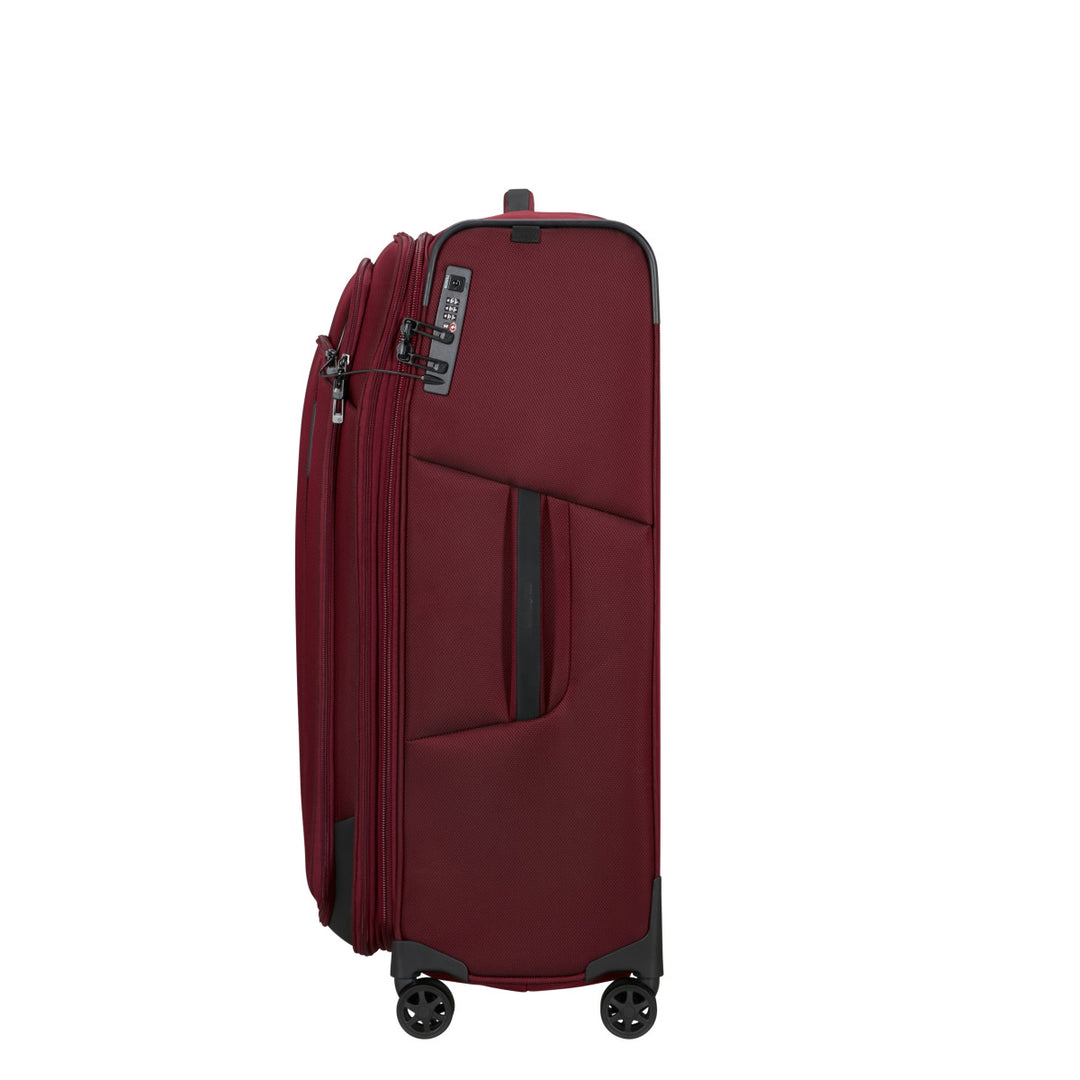 Zijkant van de Samsonite Respark grote koffer 79 EXP burgundy #kleur_burgundy