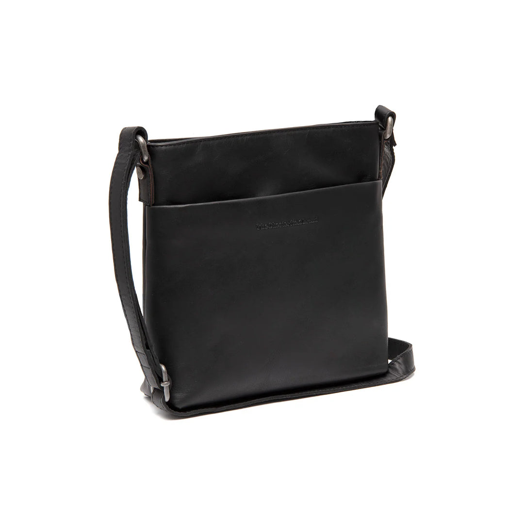 Voorkant van The Chesterfield Navene leren crossbody tas zwart #kleur_zwart
