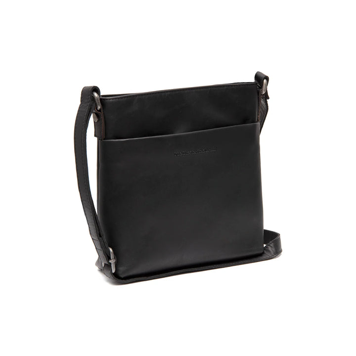 Voorkant van The Chesterfield Navene leren crossbody tas zwart #kleur_zwart