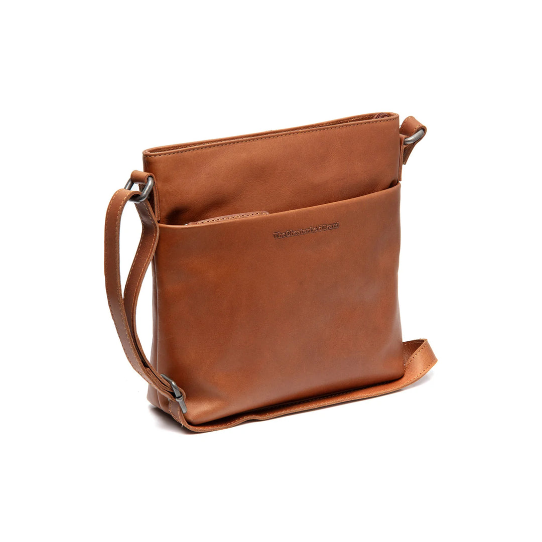 Voorkant van The Chesterfield Navene leren crossbody tas cognac #kleur_cognac