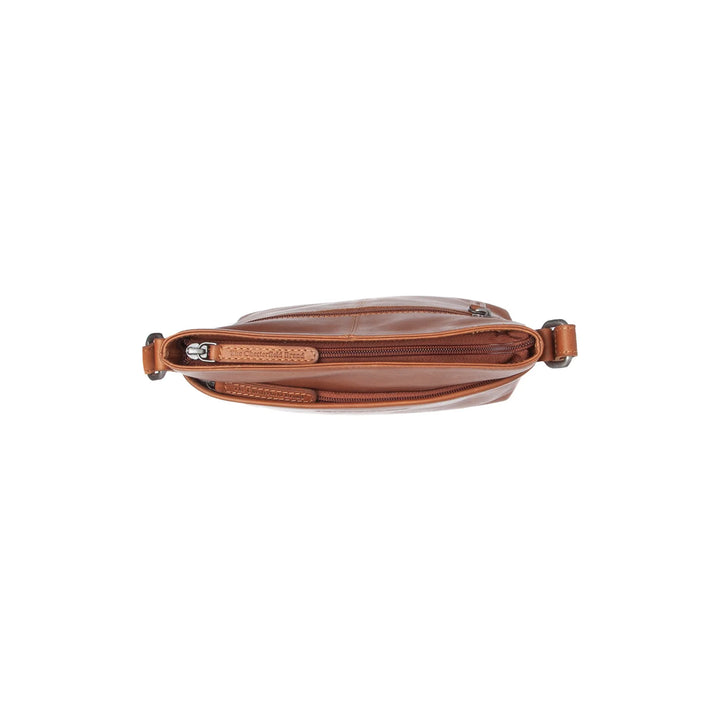 Bovenkant van The Chesterfield Navene leren crossbody tas cognac #kleur_cognac