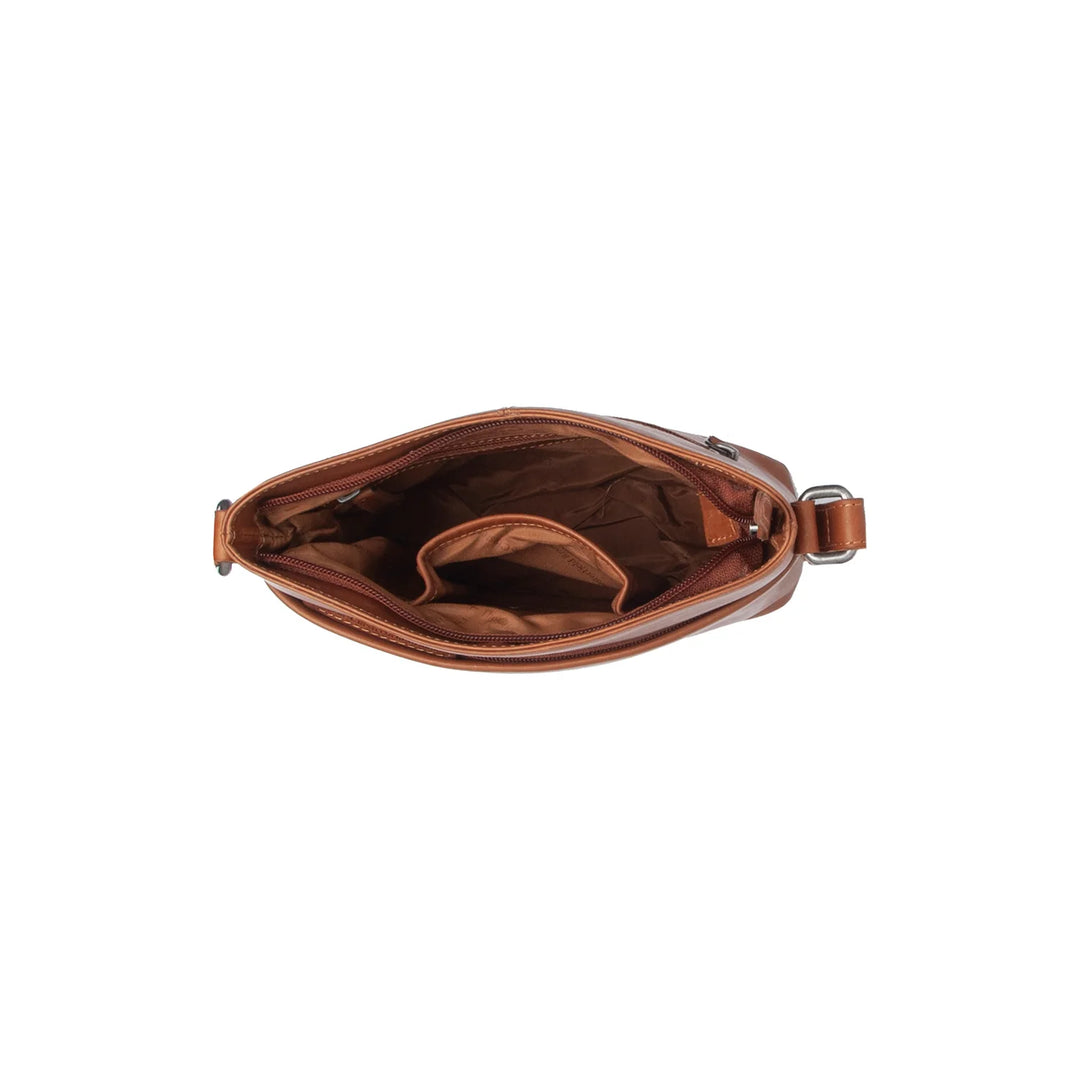 Binnenkant van The Chesterfield Navene leren crossbody tas cognac #kleur_cognac