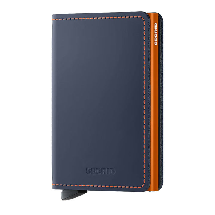Voorkant van de Secrid Slimwallet navy-orange #kleur_navy-orange