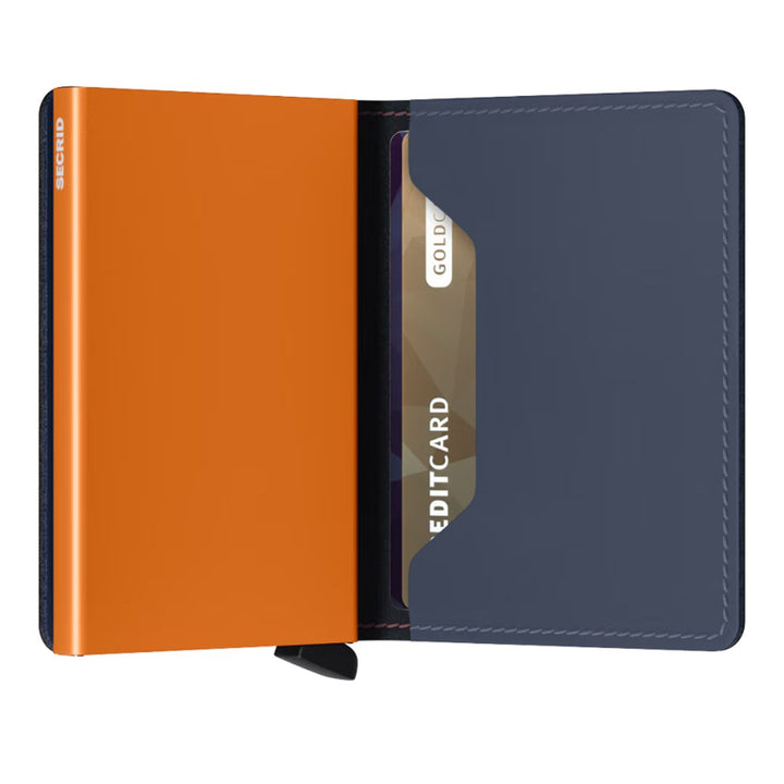 Binnenkant van de Secrid Slimwallet navy-orange #kleur_navy-orange
