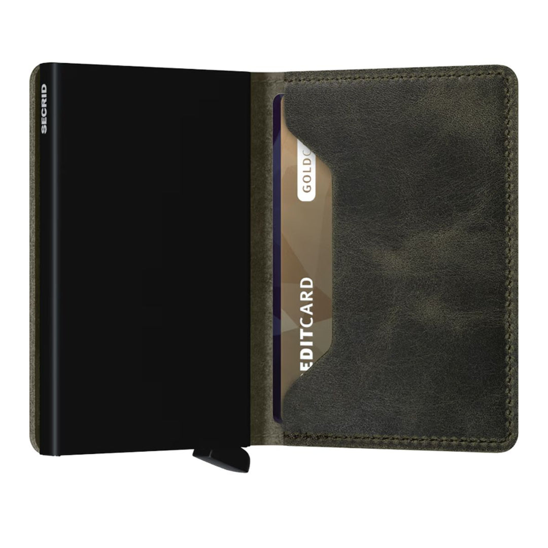 Binnenkant van de Secrid Slimwallet olijf #kleur_olijf