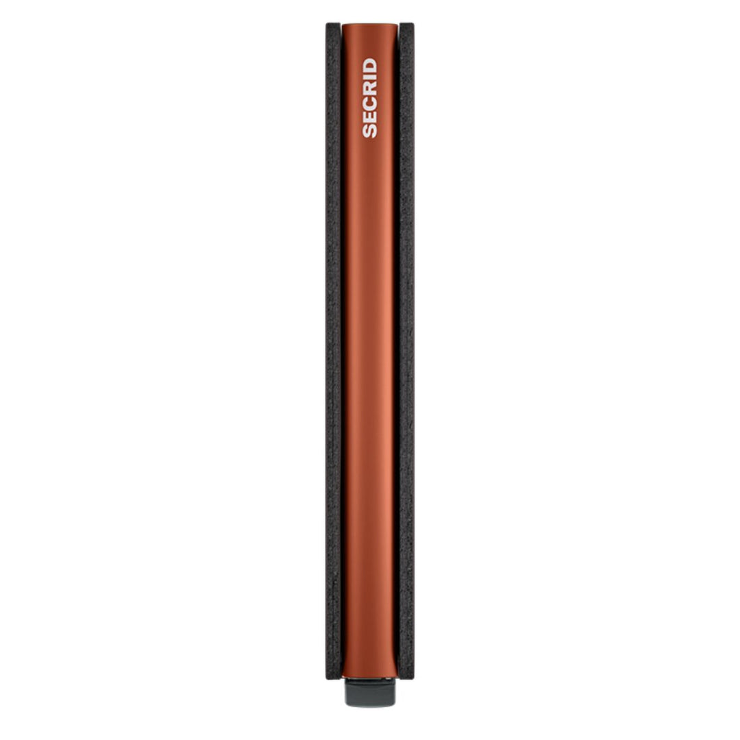 Zijkant van de Secrid slim wallet #kleur_truffle-orange
