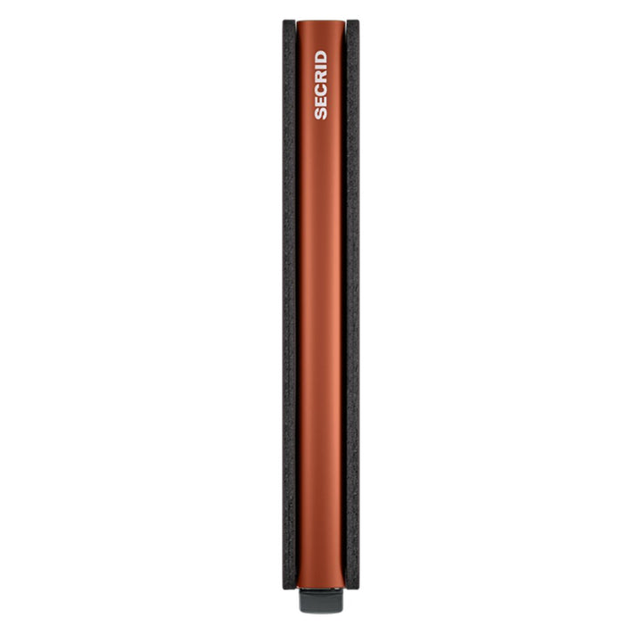 Zijkant van de Secrid slim wallet #kleur_truffle-orange