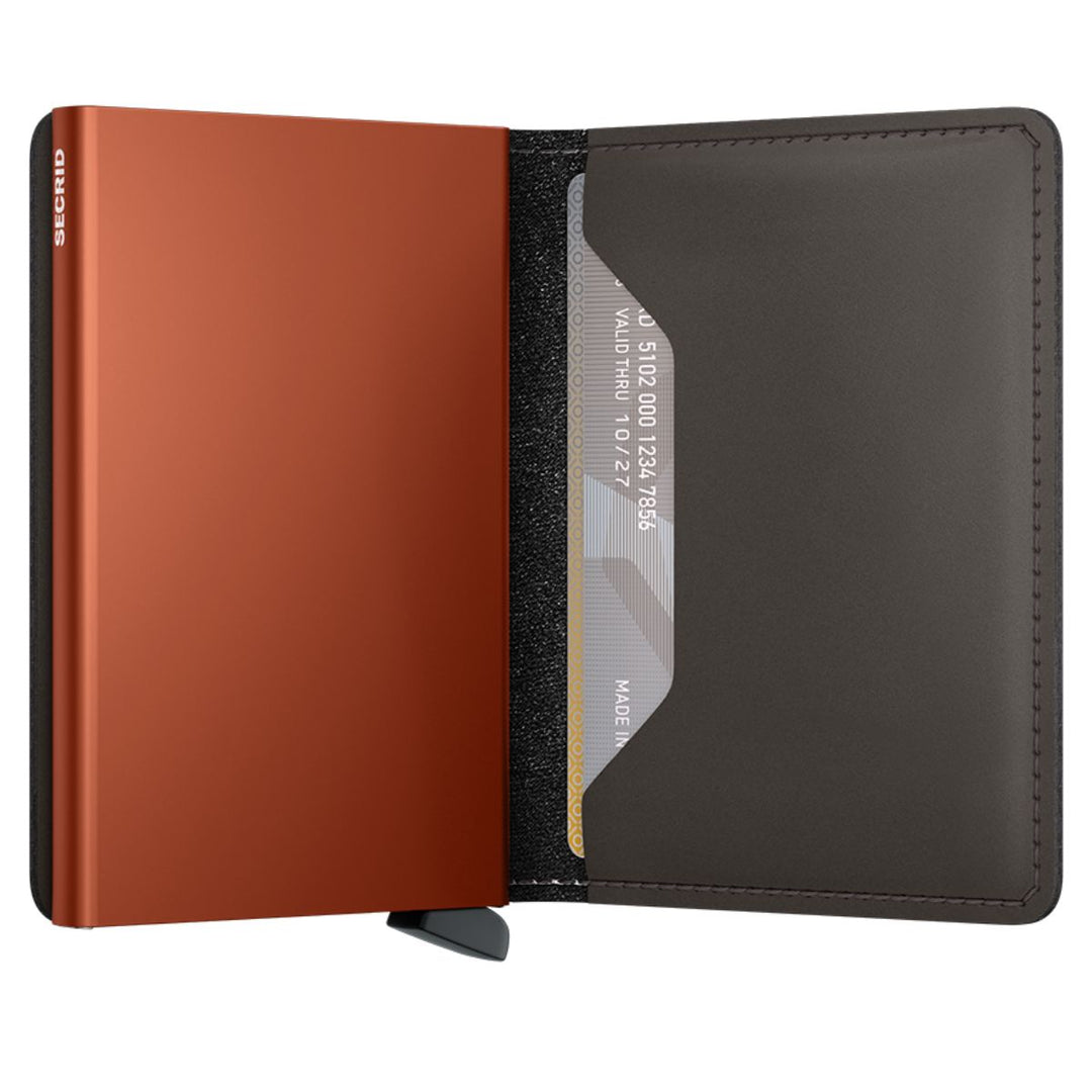 Binnenkant van de Secrid slim wallet #kleur_truffle-orange
