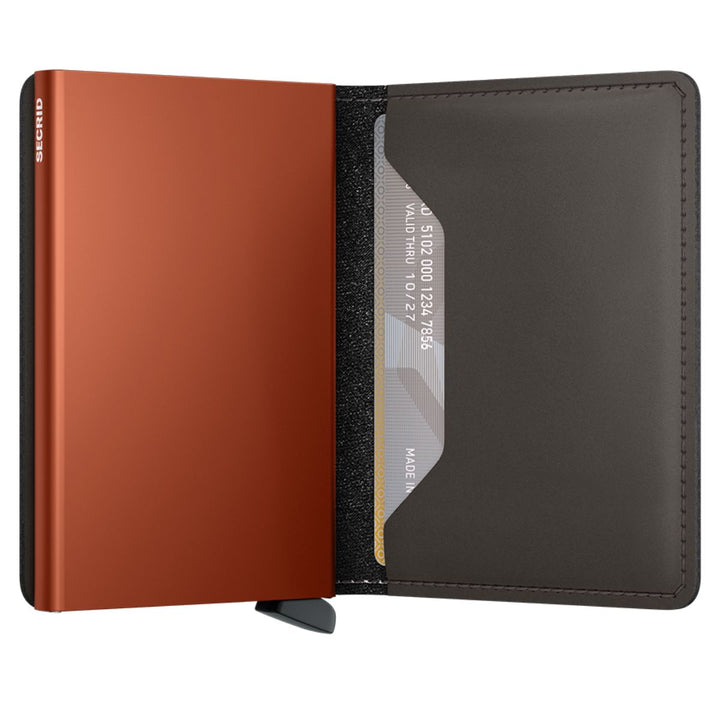 Binnenkant van de Secrid slim wallet #kleur_truffle-orange