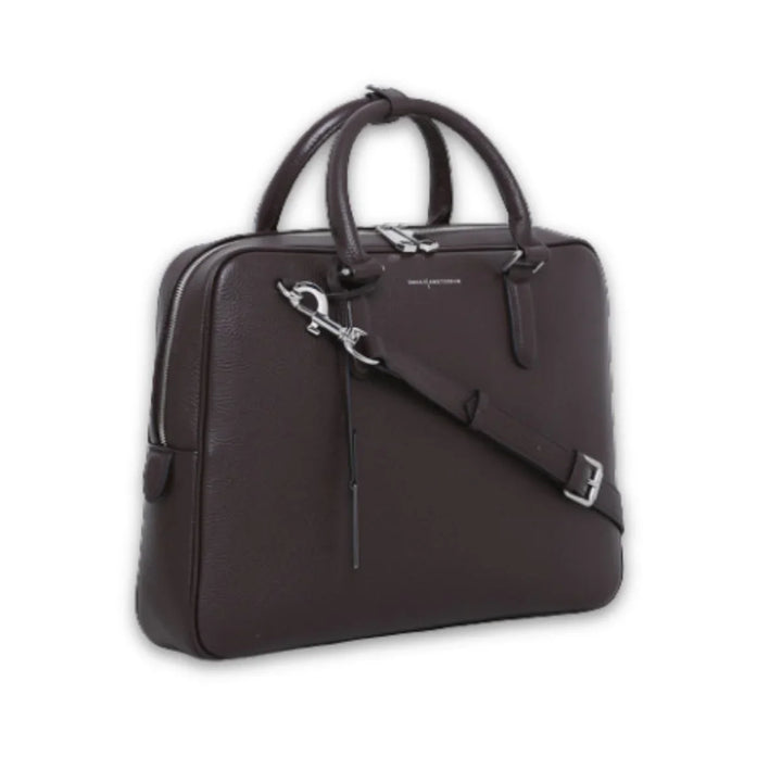 Voorzijde van de Smaak Amsterdam Adam laptoptas chocolade #kleur_chocolade