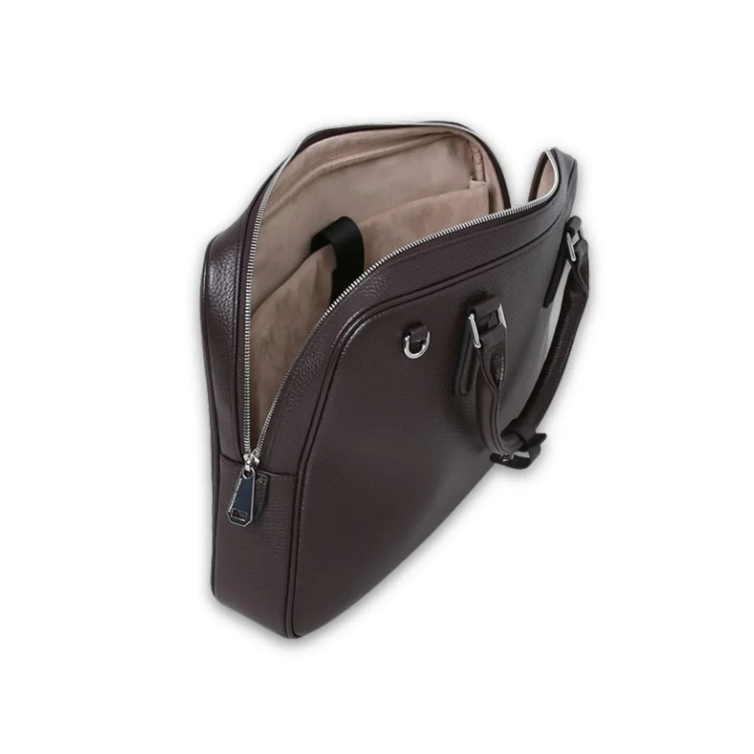 Binnenkant van de Smaak Amsterdam Adam laptoptas chocolade #kleur_chocolade