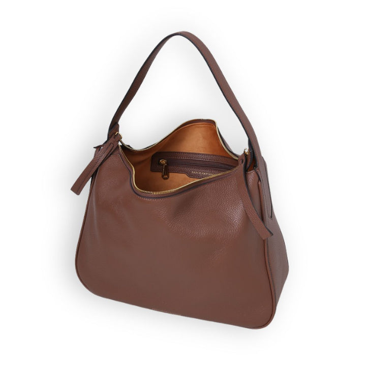 Binnenkant van de Smaak Amsterdam Monroe leren schoudertas in camel #kleur_camel