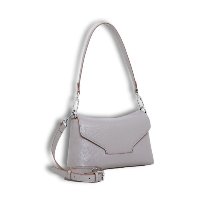 Voorzijde met schouderriem van de Smaak Amsterdam Pippa schoudertas in taupe #kleur_taupe