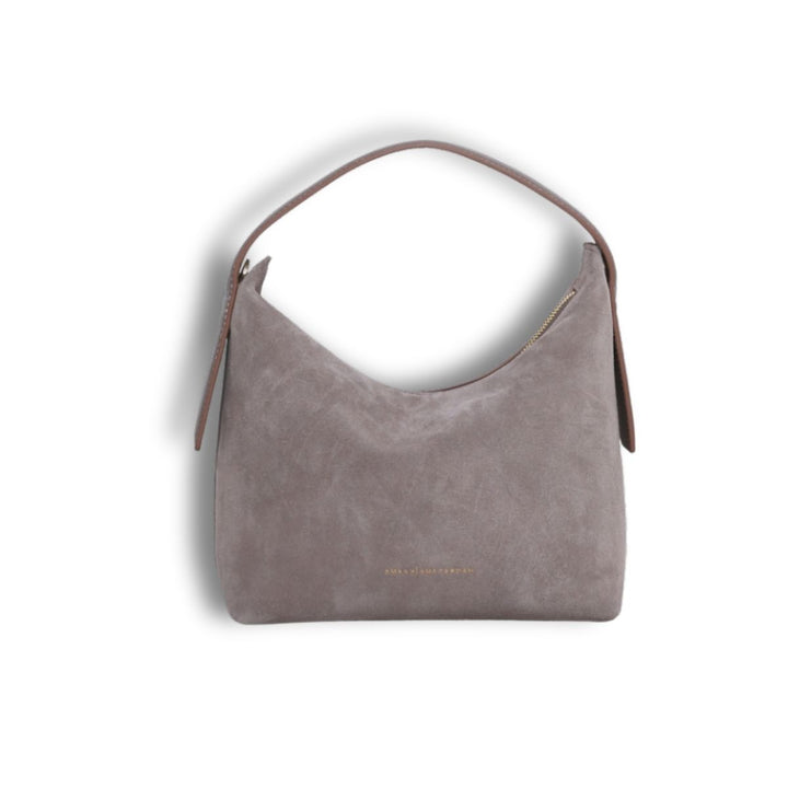 Voorkant van de Smaak Amsterdam Tara suede handtas in clay #kleur_clay