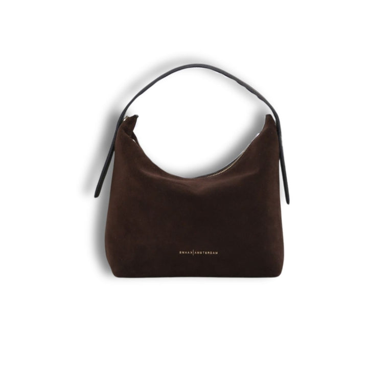 Voorkant van de Smaak Amsterdam Tara suede handtas in moss #kleur_moss