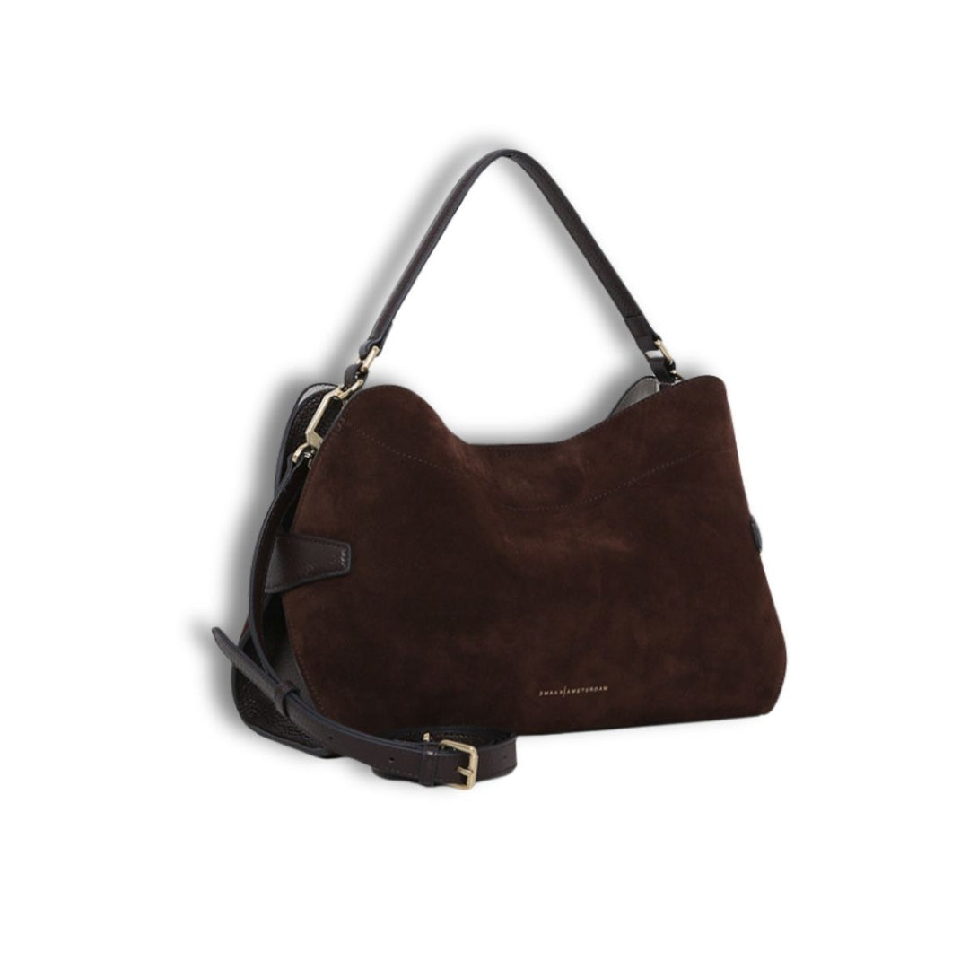 Voorzijde met schouderriem Smaak Amsterdam Tina suede #kleur_hazel