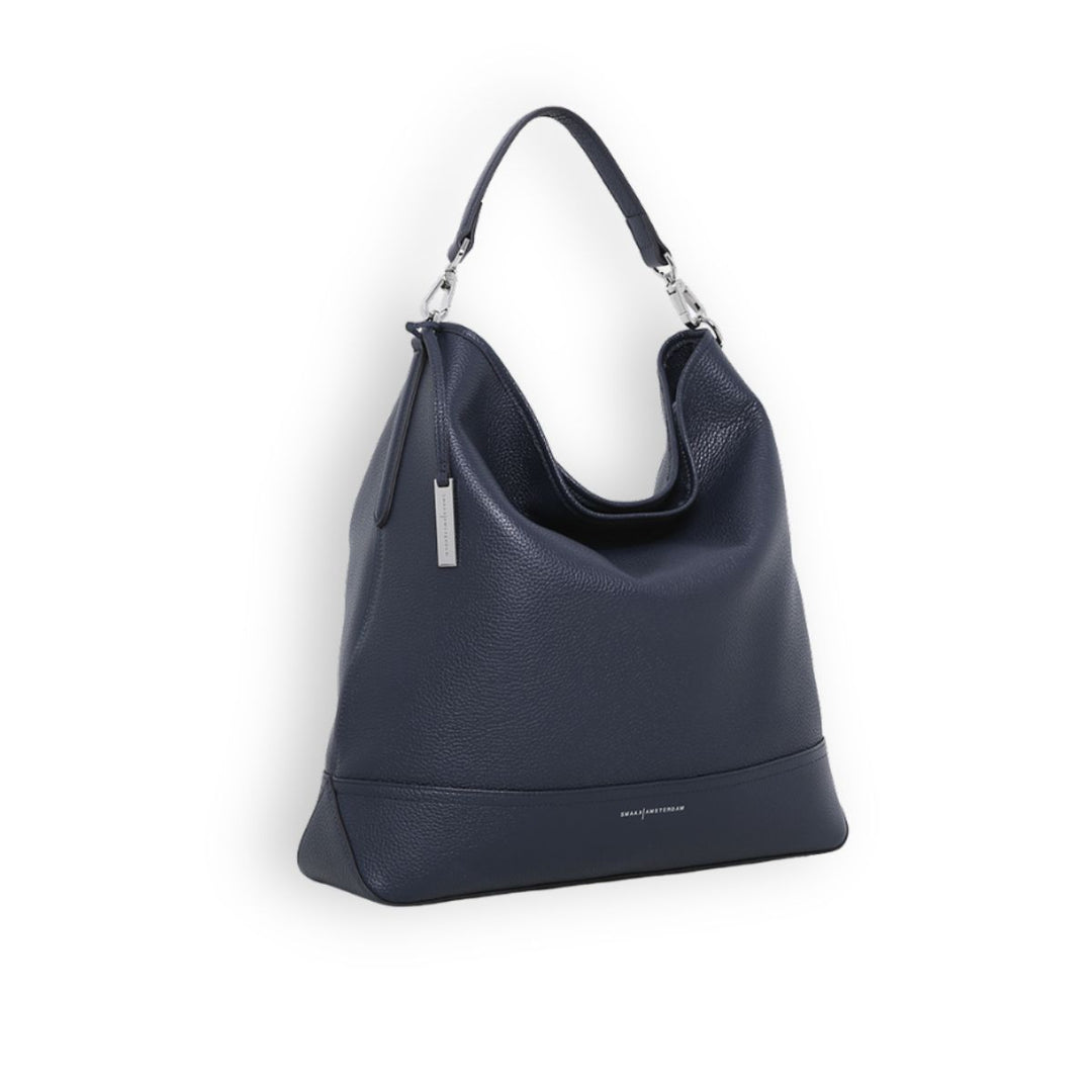 Voorzijde van de Smaak Amsterdam Tuur leren shopper in het navy #kleur_navy