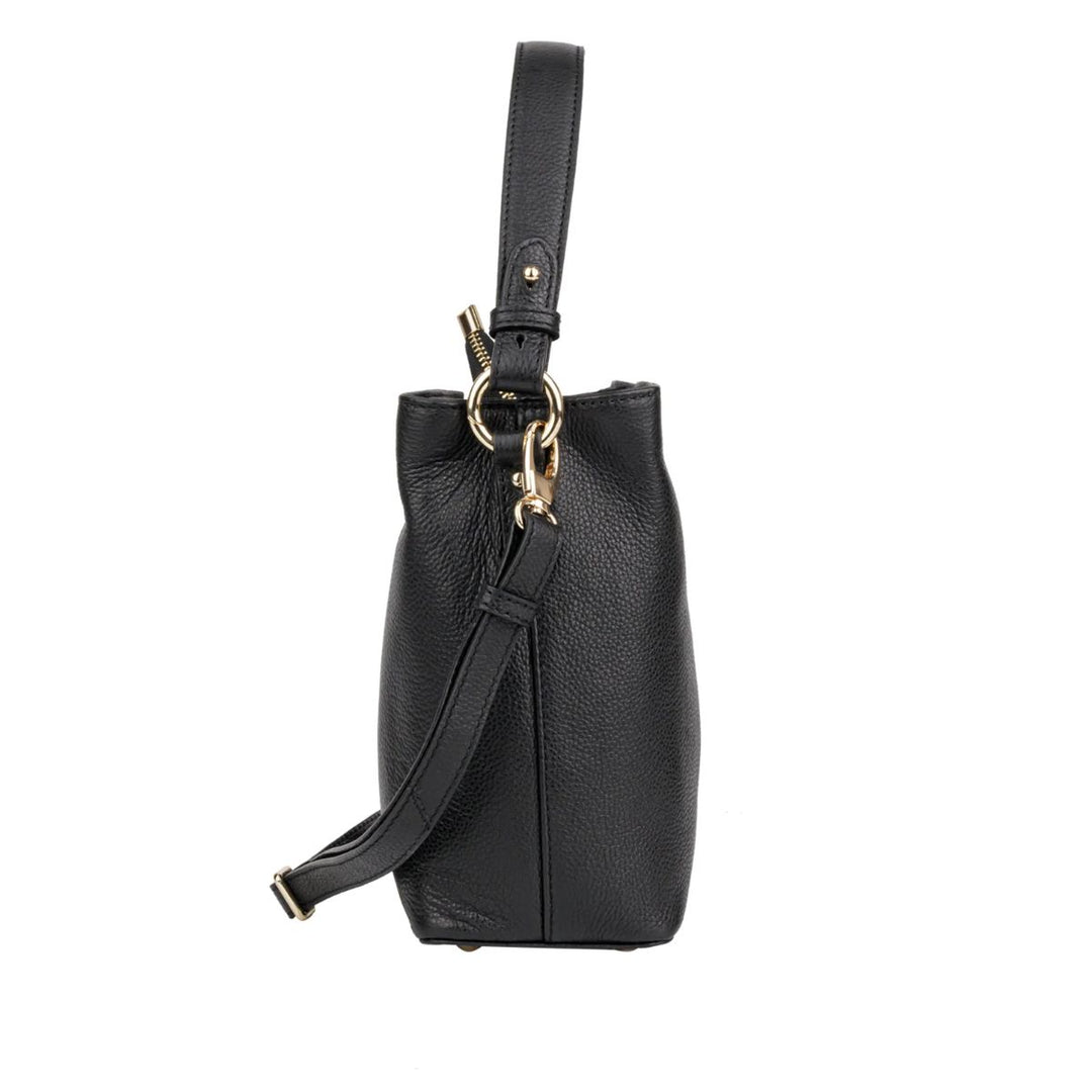 Zijkant van de Calico Bellici handtas zwart #kleur_zwart