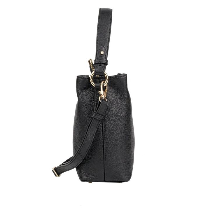 Zijkant van de Calico Bellici handtas zwart #kleur_zwart