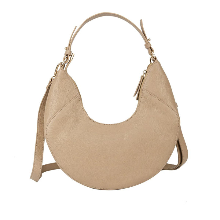 Achterkant van de Sparwell leren schoudertas bejge #kleur_beige