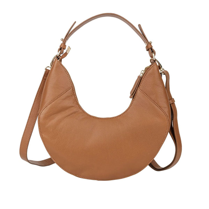 Achterkant van de Sparwell leren schoudertas cognac #kleur_cognac