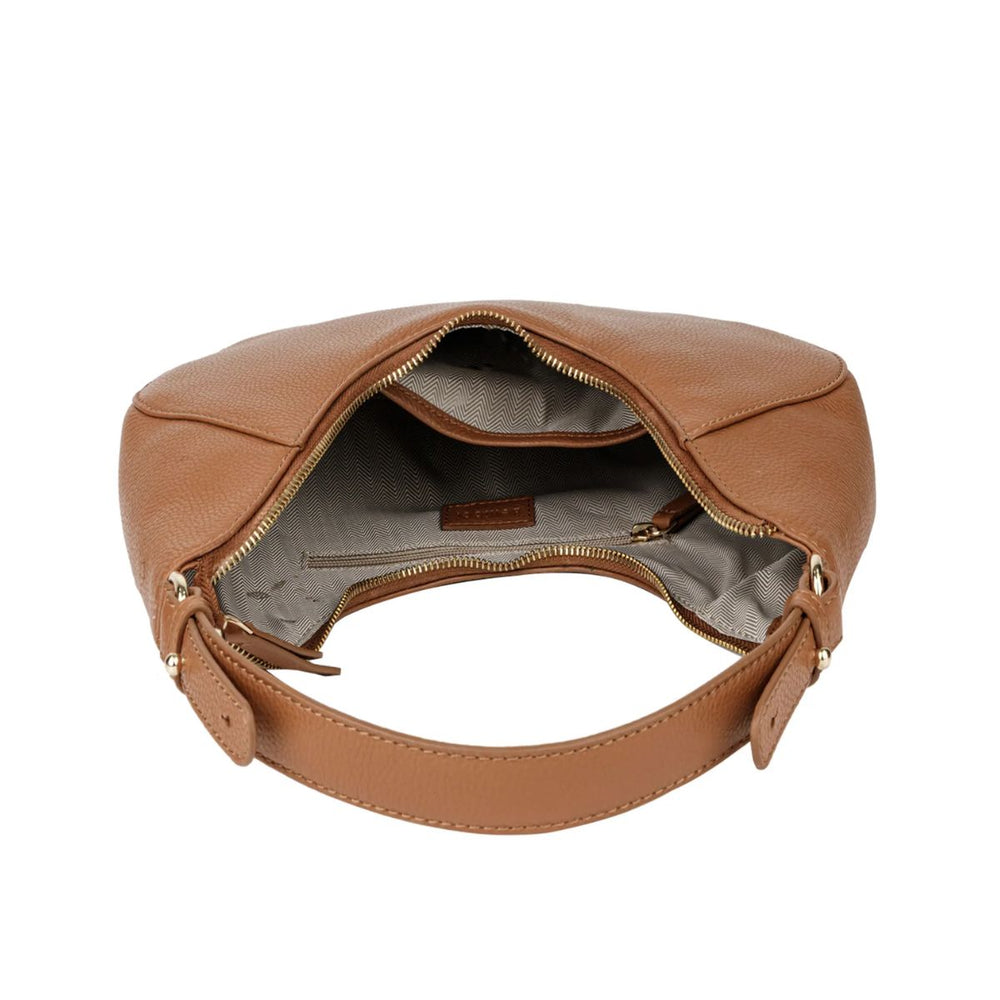 Binnenkant van de Sparwell leren schoudertas cognac #kleur_cognac