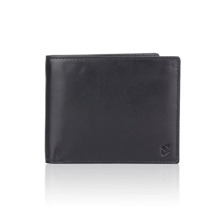 Voorkant van de Sparwell Noble Nolan leren portemonnee zwart #kleur_zwart