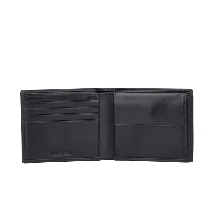 Binnenkant van de Sparwell Noble Nolan leren portemonnee zwart #kleur_zwart