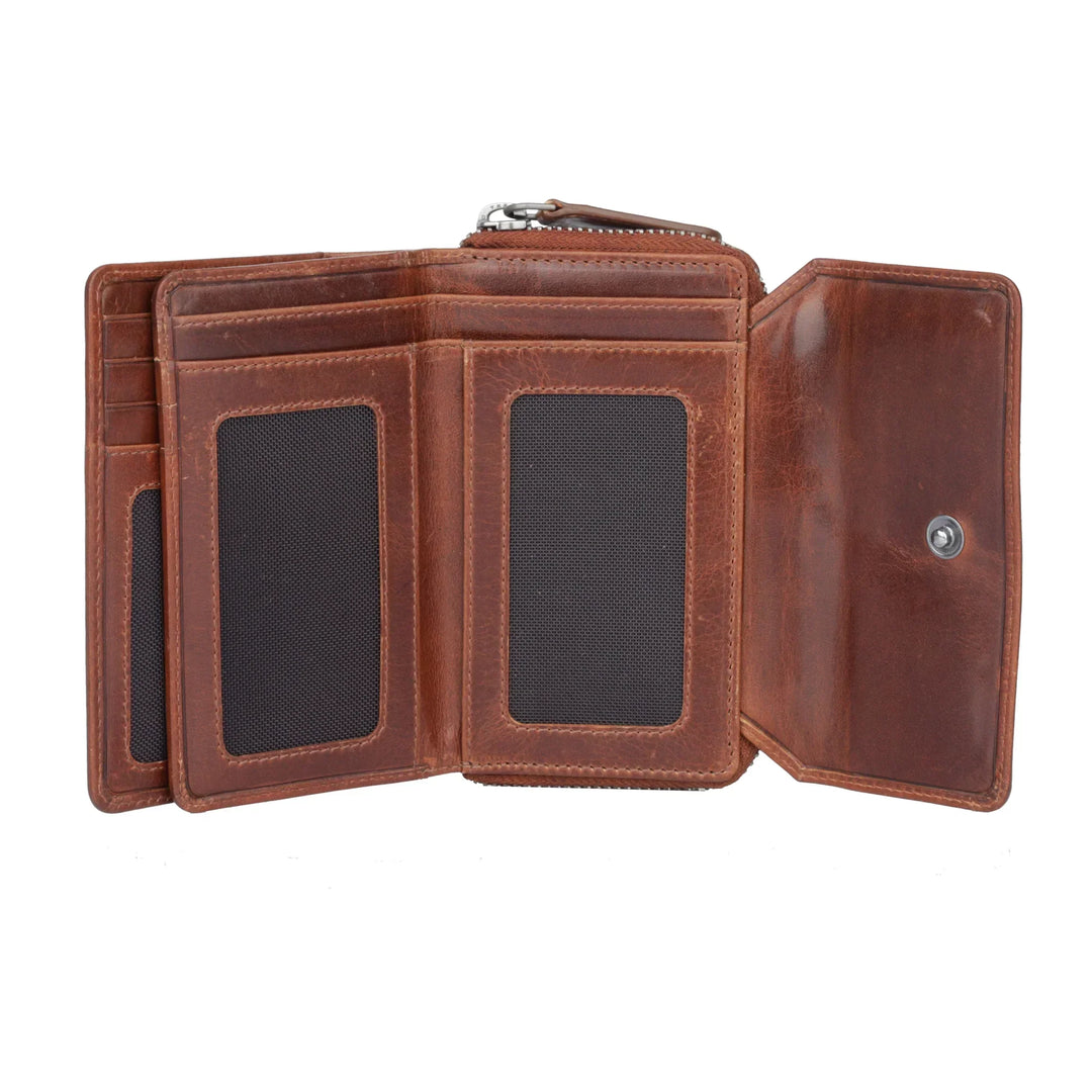 Binnenkant leeg van de Sparwell Nola dames portemonnee cognac #kleur_cognac