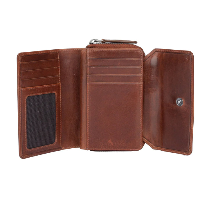 Binnenkant van de Sparwell Nola dames portemonnee cognac #kleur_cognac