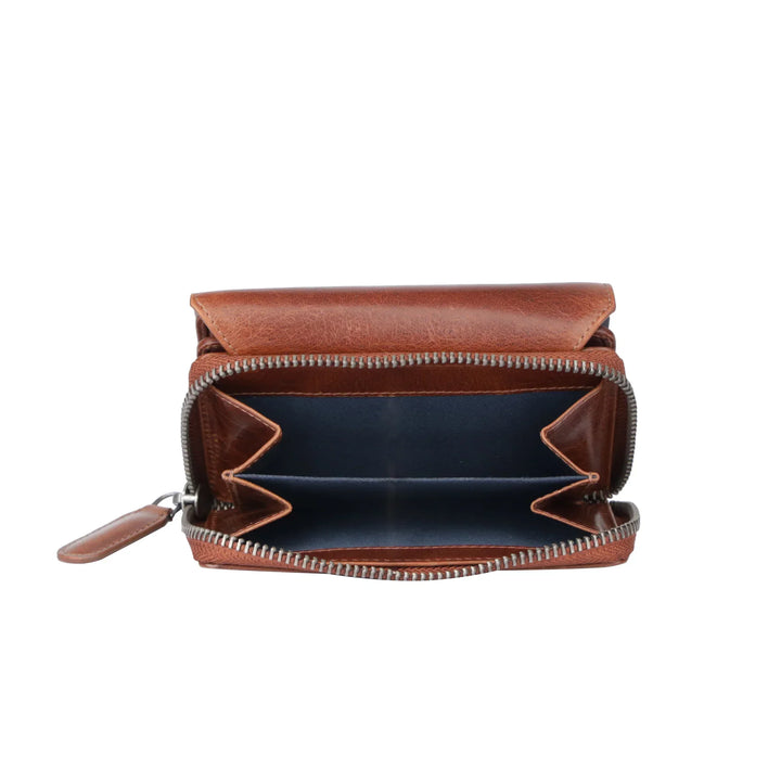 Binnenkant achtervak van de Sparwell Nola dames portemonnee cognac #kleur_cognac