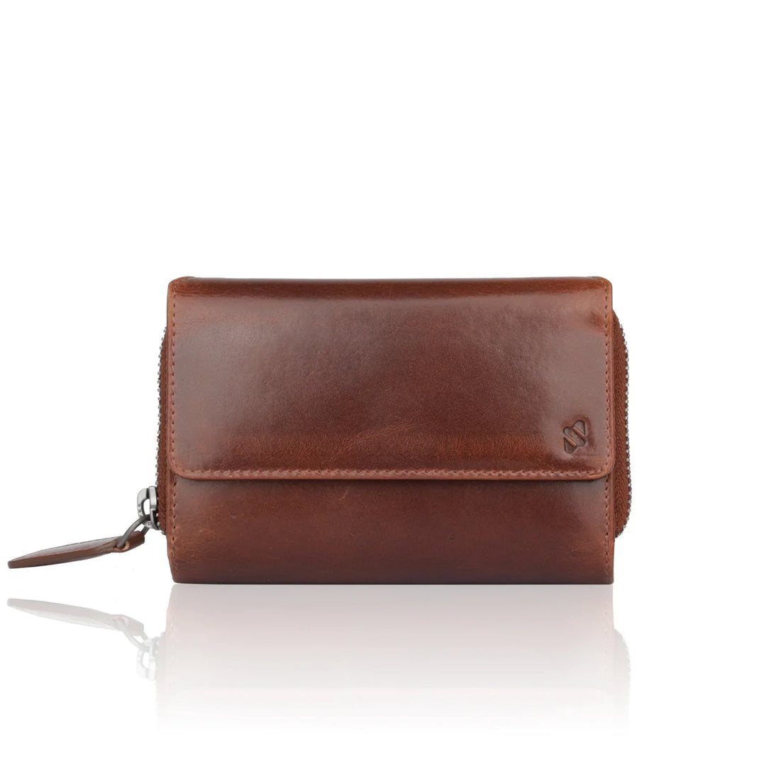 Voorkant van de Sparwell Nola dames portemonnee cognac #kleur_cognac