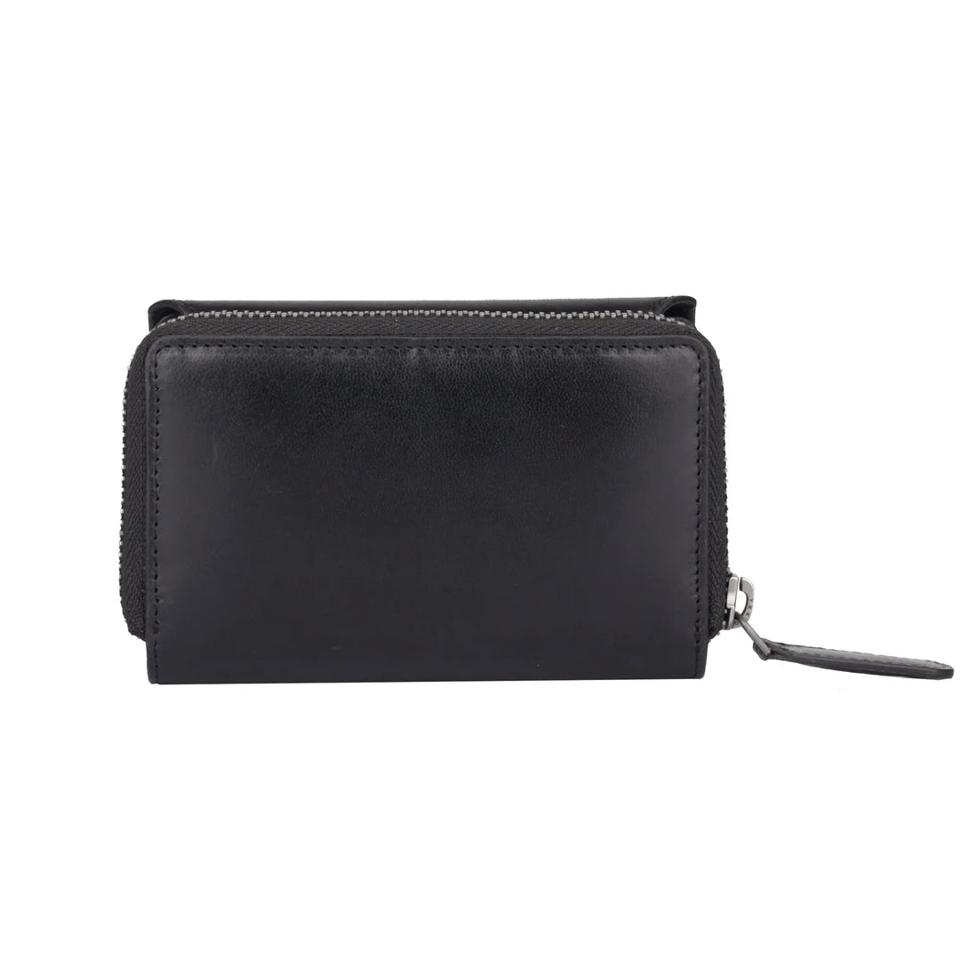 Achterkant van de Sparwell Nola dames portemonnee zwart #kleur_zwart