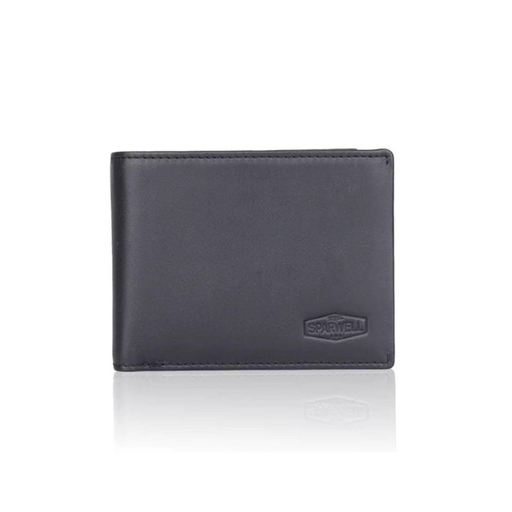 Voorkant Sparwell Oberon leren portemonnee billfold zwart #kleur_zwart