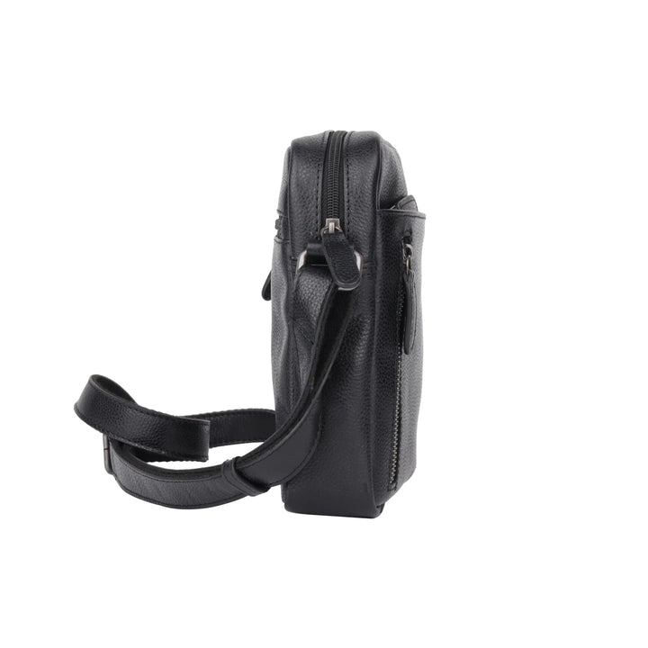 Zijkant van de Sparwell Savion Crossbodytas zwart #kleur_zwart