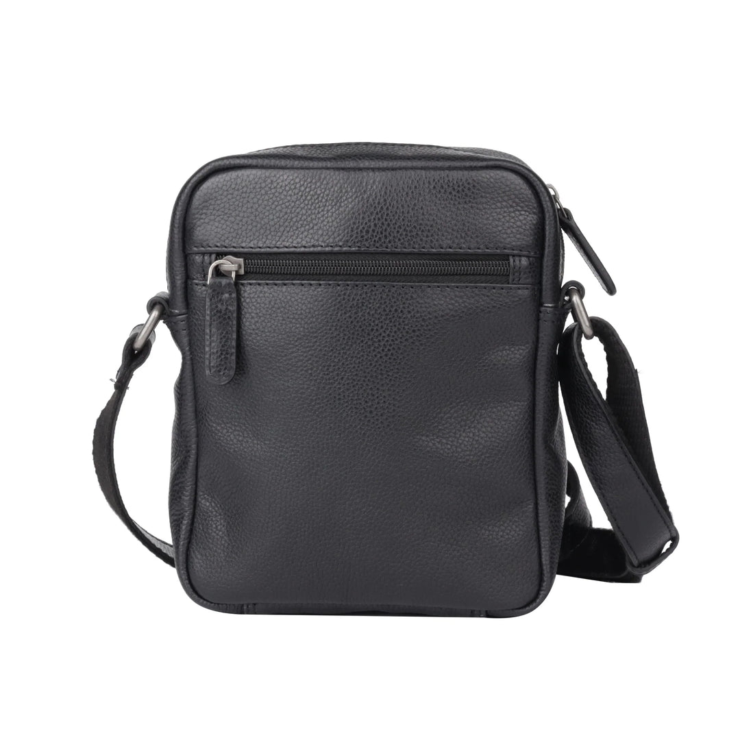 Achterkant van de Sparwell Savion Crossbodytas zwart #kleur_zwart
