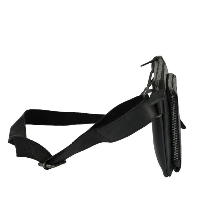 Zijkant Sparwell Kasual Keith leren crossbodytas zwart #kleur_zwart