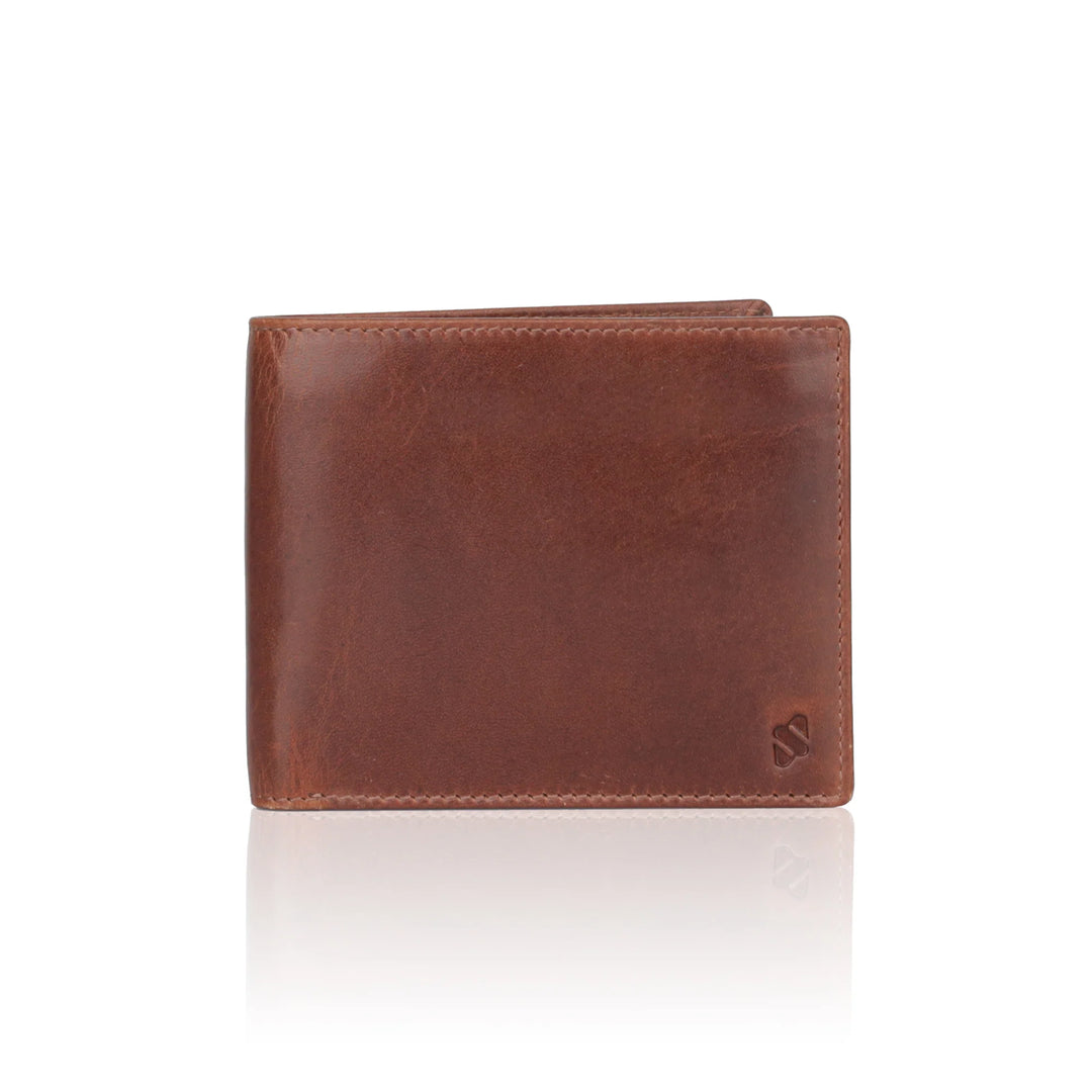 Voorkant van de Sparwell Noble Nolan leren portemonnee cognac #kleur_cognac
