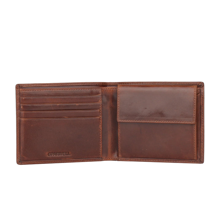 Binnenkant van de Sparwell Noble Nolan leren portemonnee cognac #kleur_cognac