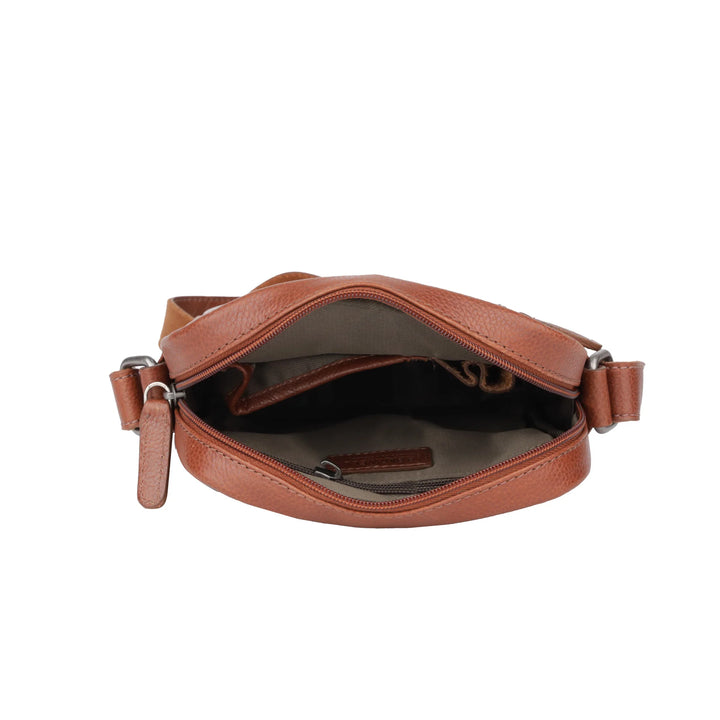 Binnenkant van de Sparwell Savion Crossbodytas cognac #kleur_cognac