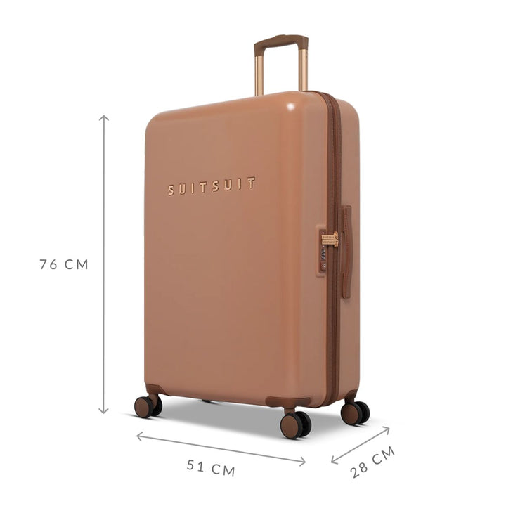 Zijkant met afmetingen van de SuitSuit Ruime bagage koffer 76 Italian-clay #kleur_italian-clay